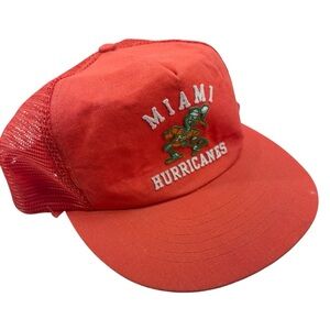 Vintage MIAMI HURRICANES Hat Cap Spell Out Logo Snap Back Trucker Orange